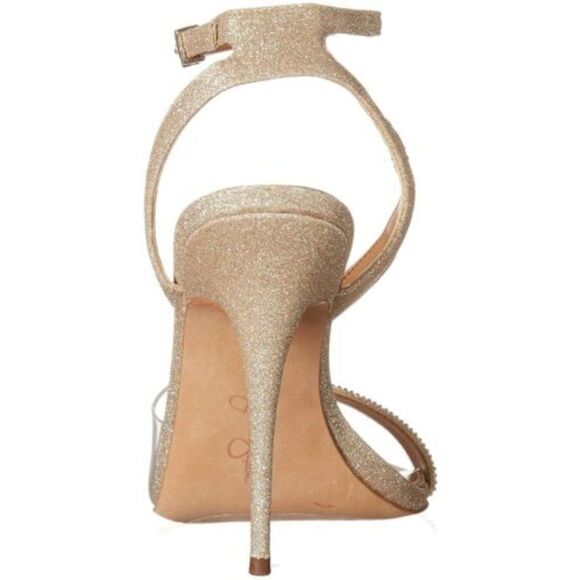JESSICA SIMPSON Womens Gold Glitter Elastic Panel Whitley Stiletto Sandals 7 M - Picture 2 of 4